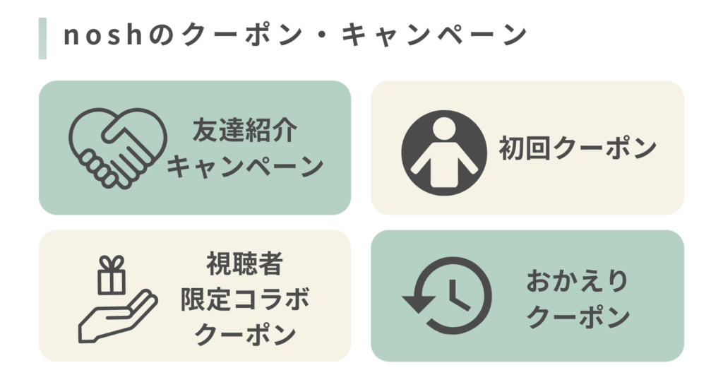 nosh(ナッシュ)のクーポン・キャンペーン一覧